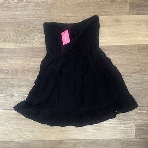 Edikted Black Strapless Eyelet Mini Dress